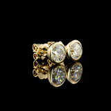 Lab-Grown 2.1 Carat Round D-VVS1 Diamond 14K Yellow Gold Studs Earrings