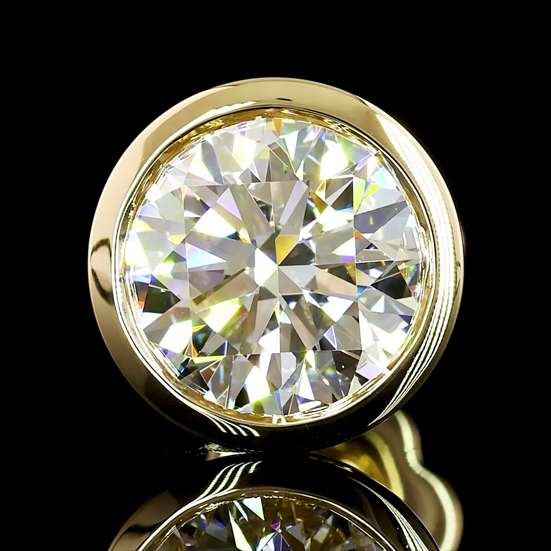 Lab-Grown 2.07 Carat Round F-VVS2 Diamond 14K Yellow Gold Studs Earrings