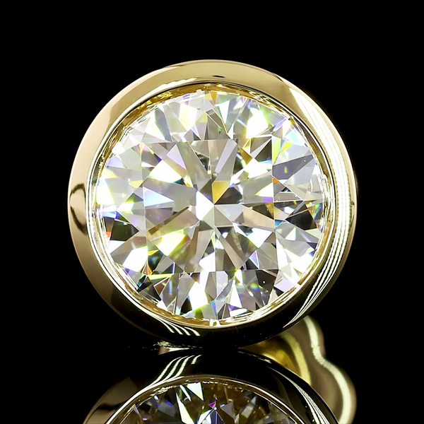 Lab-Grown 2.07 Carat Round F-VVS2 Diamond 14K Yellow Gold Studs Earrings