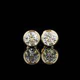 Lab-Grown 2.08 Carat Round D-VVS1 Diamond 14K Yellow Gold Studs Earrings