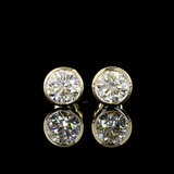 Lab-Grown 2.06 Carat Round D-VVS1 Diamond 14K Yellow Gold Studs Earrings