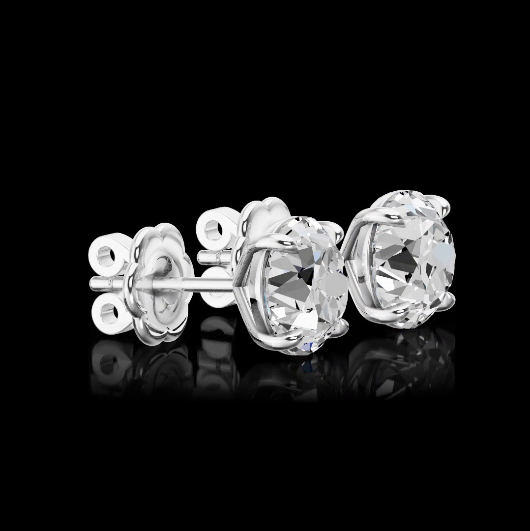 Lab-Grown 2.03 Carat Old European Brilliant D-VS1 Diamond 14K WG Studs Earrings