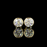 Lab-Grown 2.09 Carat Round E-VVS2 Diamond 14K Yellow Gold Studs Earrings