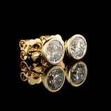 Lab-Grown 2.06 Carat Round D-VVS1 Diamond 14K Yellow Gold Studs Earrings