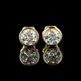 Lab-Grown 2.06 Carat Round D-VVS1 Diamond 14K Yellow Gold Studs Earrings