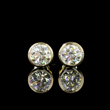 Lab-Grown 2.08 Carat Round D-VVS1 Diamond 14K Yellow Gold Studs Earrings