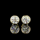 Lab-Grown 2.07 Carat Round E-VS1 Diamond 14K Yellow Gold Studs Earrings