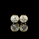 Lab-Grown 2.1 Carat Round F-VVS1 Diamond 14K Yellow Gold Studs Earrings