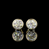 Lab-Grown 2.08 Carat Round D-VVS2 Diamond 14K Yellow Gold Studs Earrings