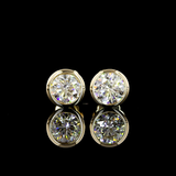 Lab-Grown 2.03 Carat Round F-VS1 Diamond 14K Yellow Gold Studs Earrings