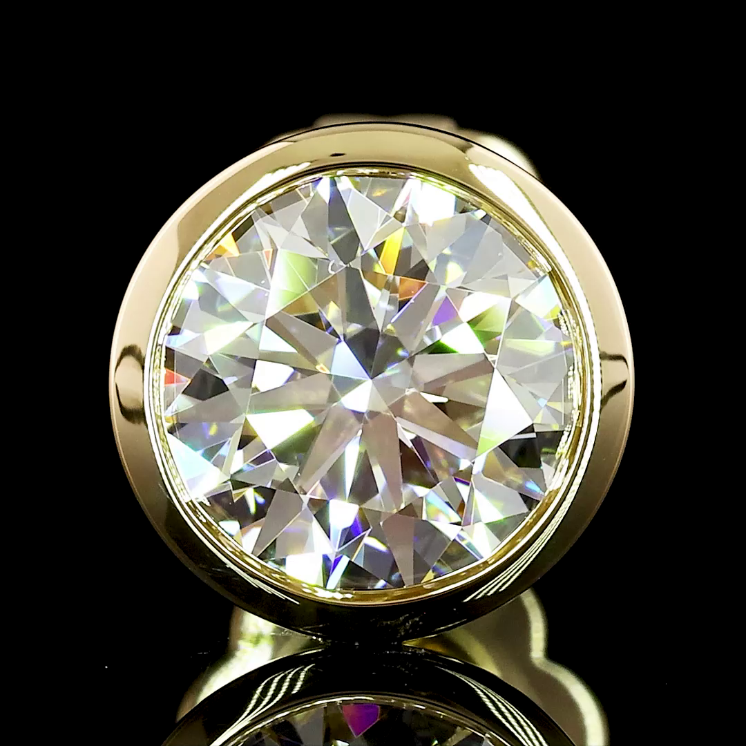 Lab-Grown 2.03 Carat Round F-VS1 Diamond 14K Yellow Gold Studs Earrings