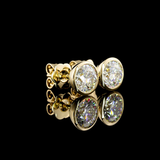 Lab-Grown 2.09 Carat Round D-VVS1 Diamond 14K Yellow Gold Studs Earrings