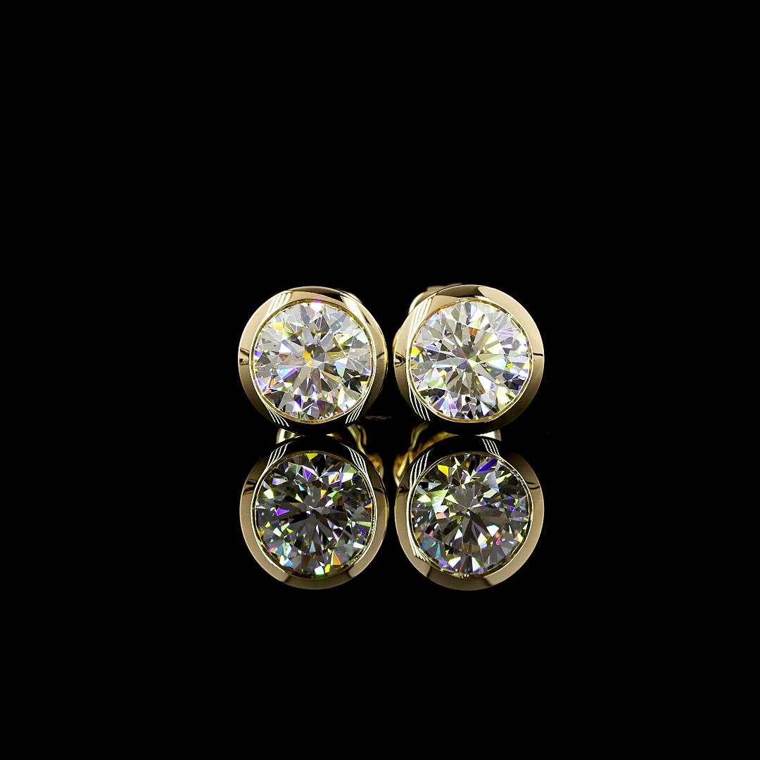 Lab-Grown 2.1 Carat Round F-VVS1 Diamond 14K Yellow Gold Studs Earrings