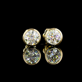 Lab-Grown 2.09 Carat Round E-VVS2 Diamond 14K Yellow Gold Studs Earrings