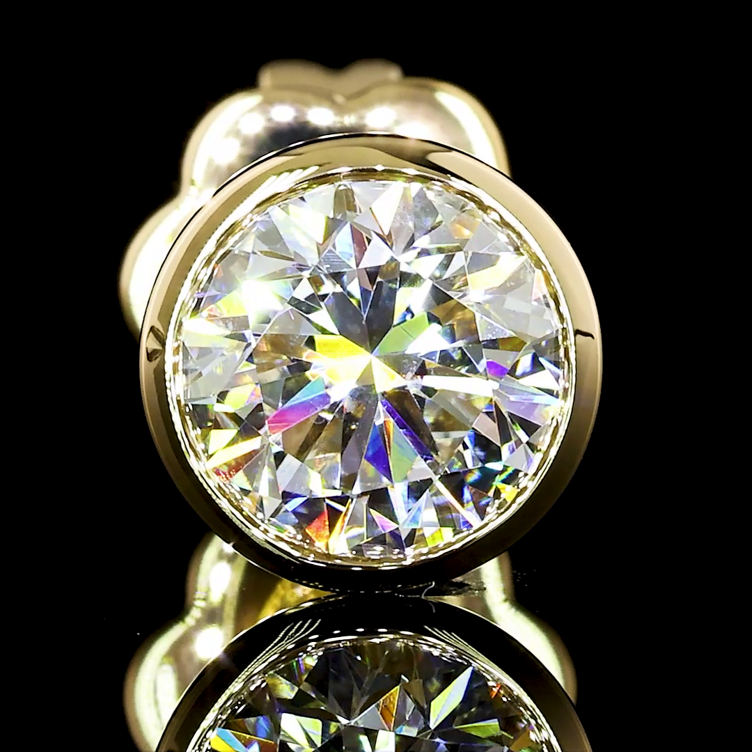 Lab-Grown 1.49 Carat Round E-F-VS2 Diamond 14K Yellow Gold Studs Earrings