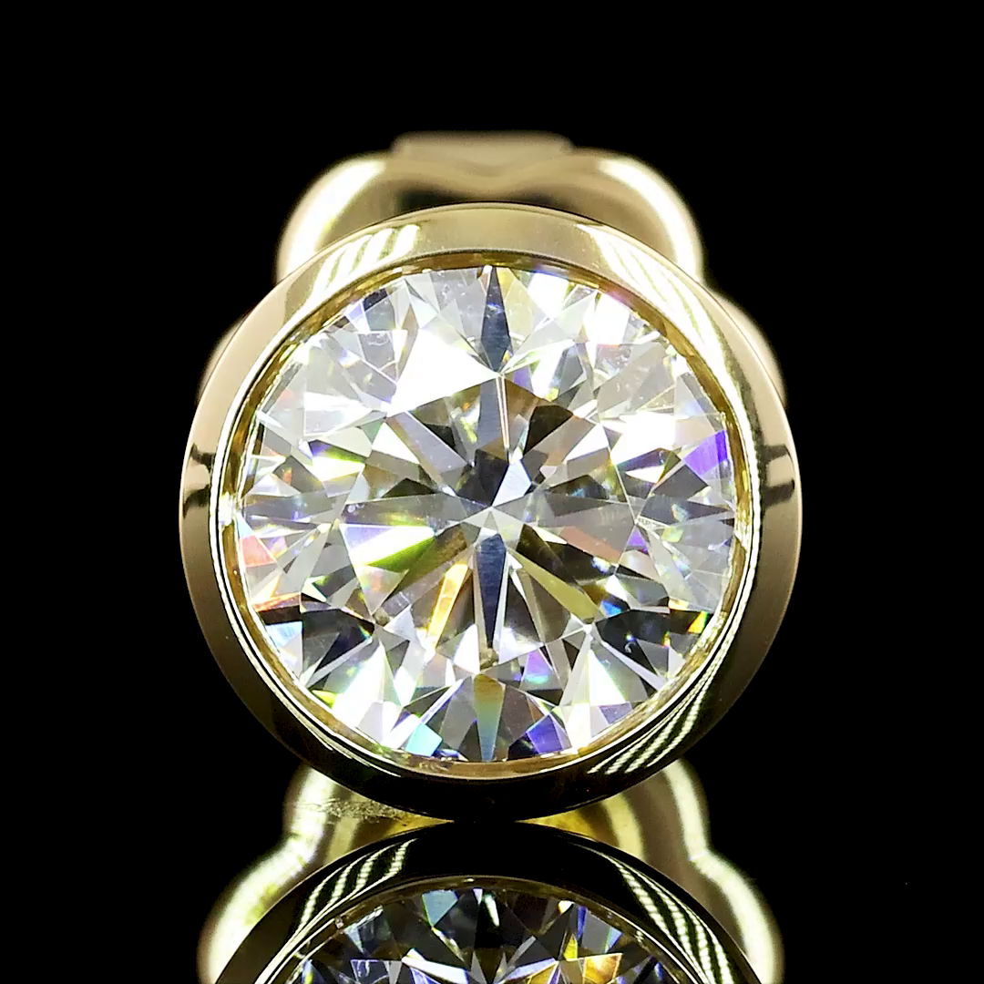Lab-Grown 1.49 Carat Round F-VS2 Diamond 14K Yellow Gold Studs Earrings