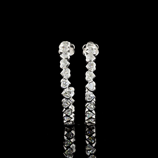 Lab-Grown 5.38 Carat Heart E-VS2 Diamond 14K White Gold C Hoops Earrings