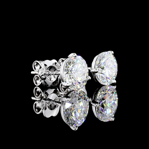 Lab-Grown 4.13 Carat Round D-VS1 Diamond 14K White Gold Martini Earrings