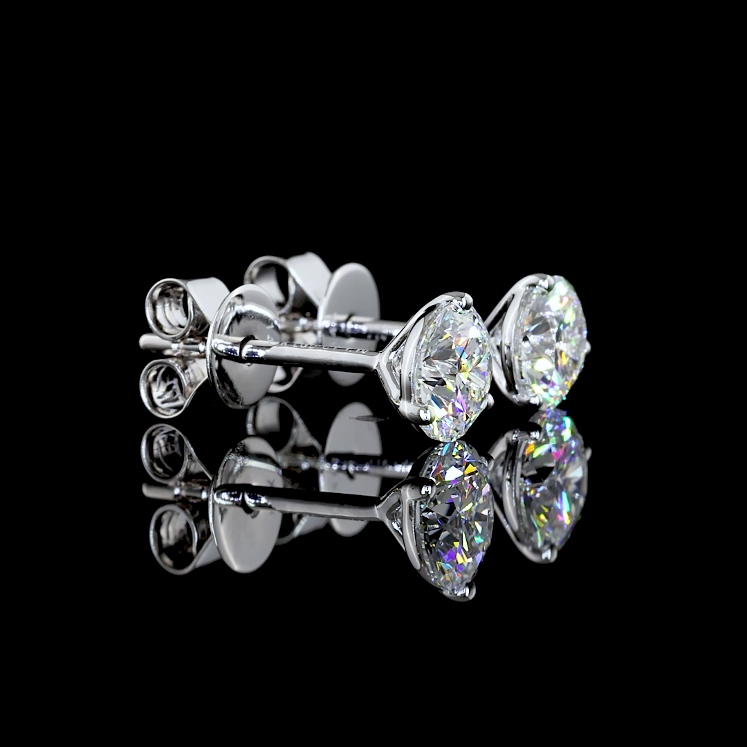 Lab-Grown 1.13 Carat Round D-VS1 Diamond 14K White Gold Martini Earrings