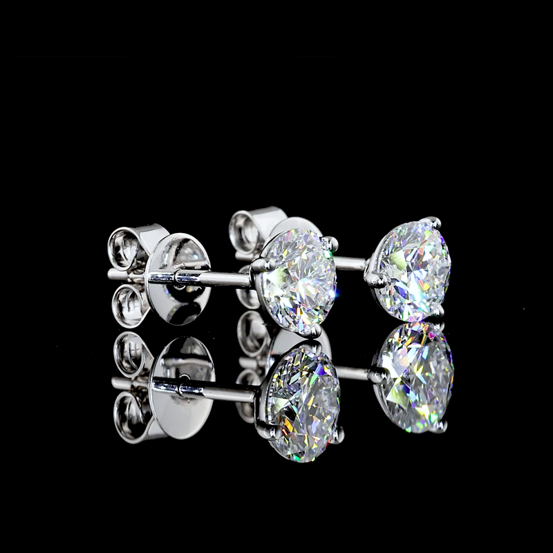 Lab-Grown 1.23 Carat Round D-VVS2 Diamond 14K White Gold Martini Earrings