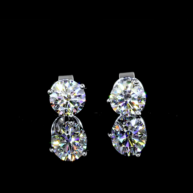 Lab-Grown 1.23 Carat Round D-VVS2 Diamond 14K White Gold Martini Earrings