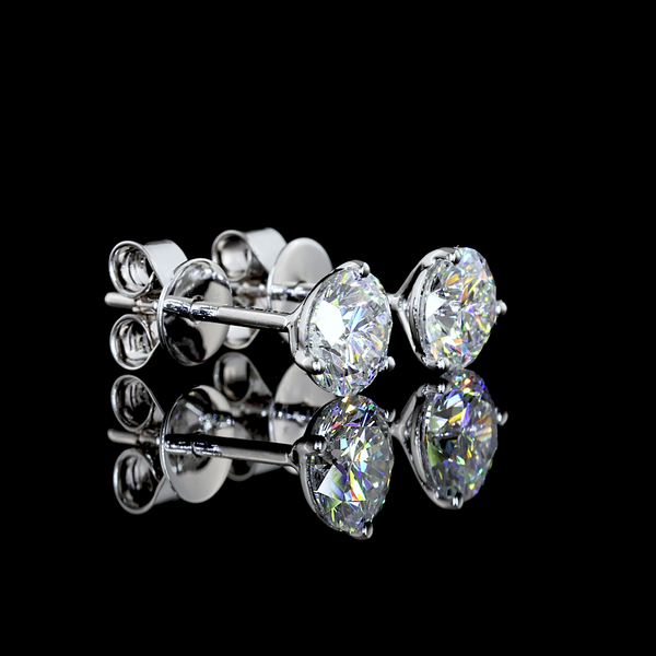 Lab-Grown 1.26 Carat Round D-VS1 Diamond 14K White Gold Martini Earrings