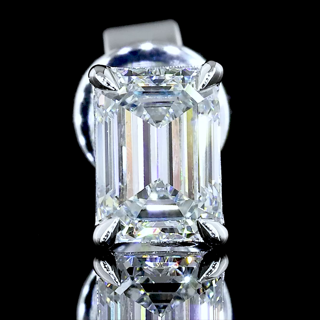 Lab-Grown 0.96 Carat Emerald F-VS1 Diamond 14K White Gold Studs Earrings