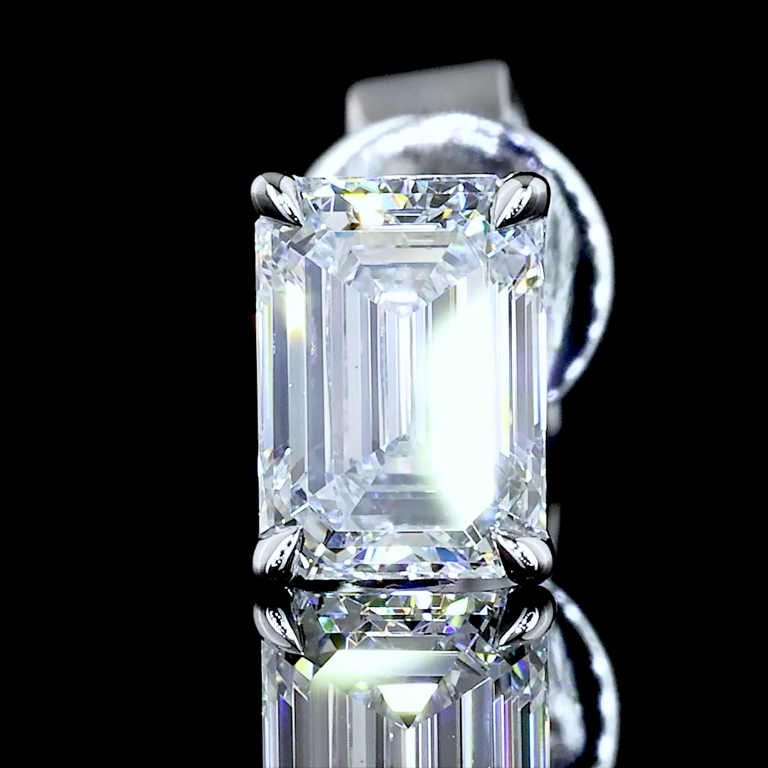 Lab-Grown 1.08 Carat Emerald F-VVS2 Diamond 14K White Gold Studs Earrings