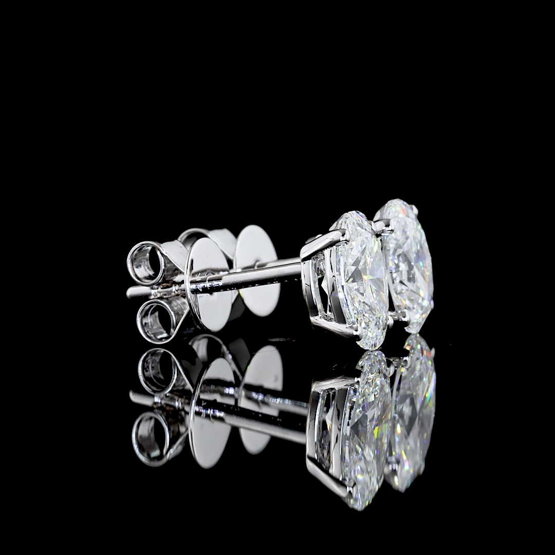 Lab-Grown 1.42 Carat Oval F-VS2 Diamond 14K White Gold Studs Earrings
