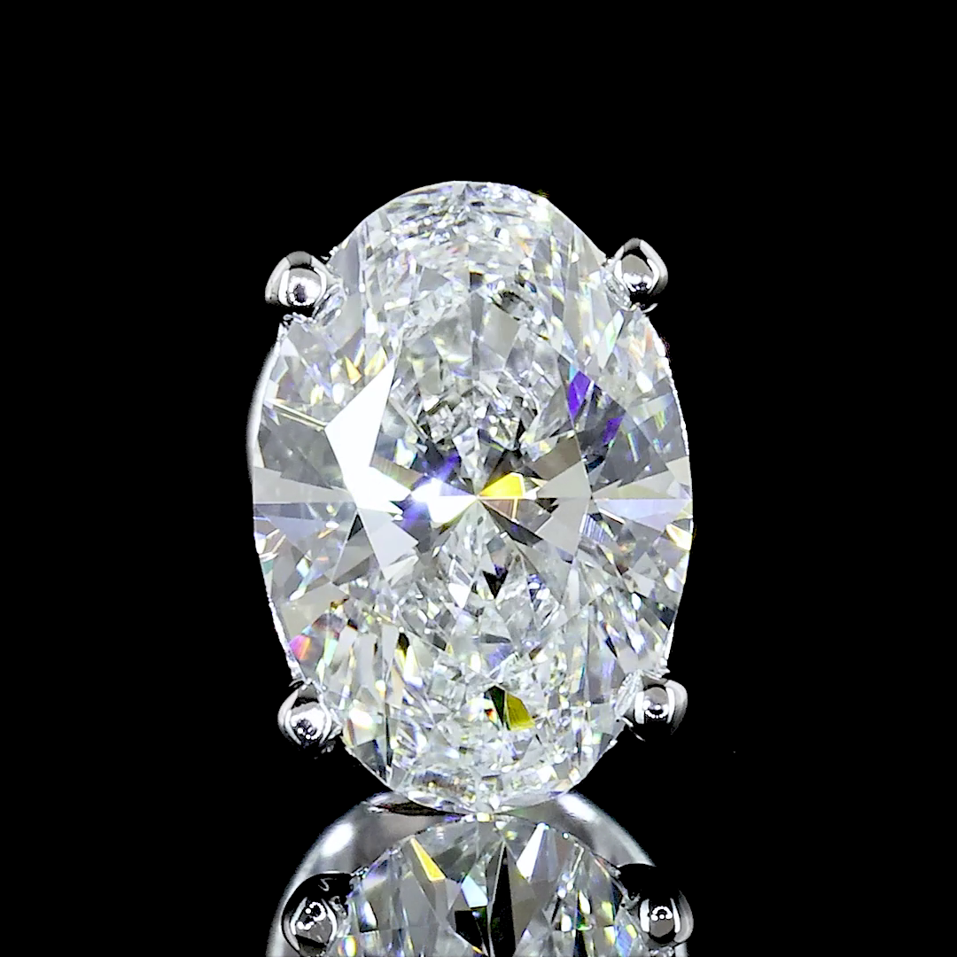 Lab-Grown 1.42 Carat Oval F-VS2 Diamond 14K White Gold Studs Earrings