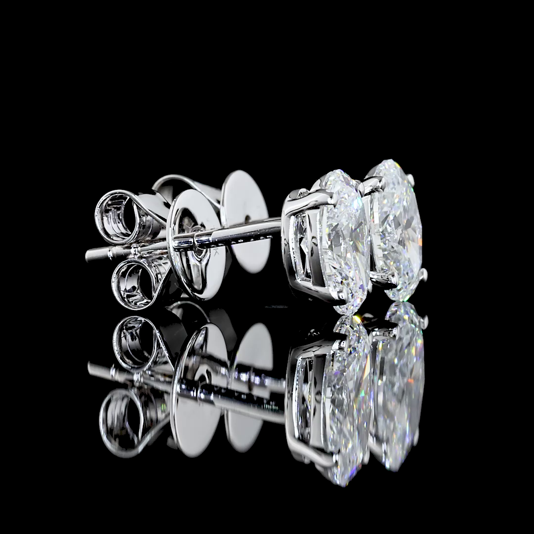 Lab-Grown 1.06 Carat Oval F-VS2 Diamond 14K White Gold Studs Earrings