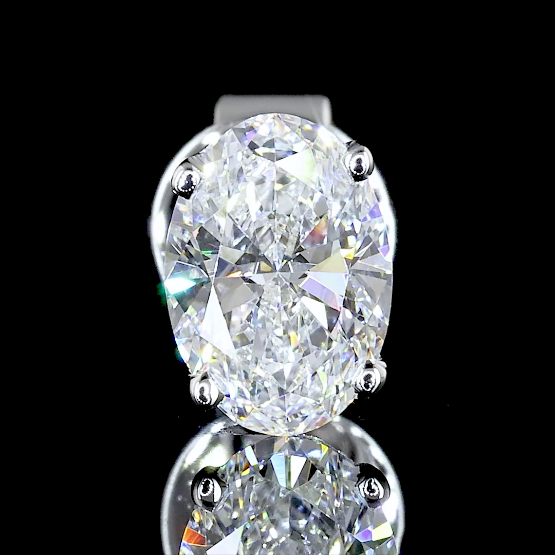 Lab-Grown 1.06 Carat Oval F-VS2 Diamond 14K White Gold Studs Earrings