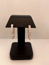 Lab-Grown 5.53 Carat Radiant F-VS2 Diamond 14K Rose Gold Hoops Earrings