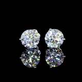 Lab-Grown 4.18 Carat Round E-VVS2 Diamond 14K White Gold Martini Earrings