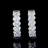 Lab-Grown 1.98 Carat Oval F-VS1 Diamond 14K White Gold Huggies Earrings