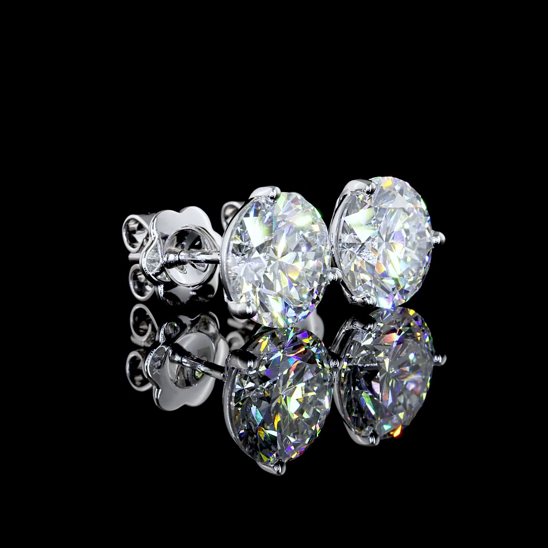 Lab-Grown 5.09 Carat Round E-VS1 Diamond 14K White Gold Martini Earrings