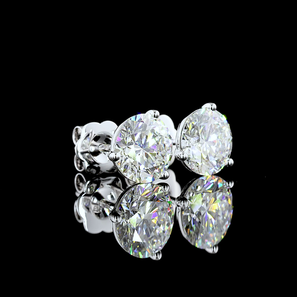 Lab-Grown 4.23 Carat Round D-VS1 Diamond 14K White Gold Martini Earrings