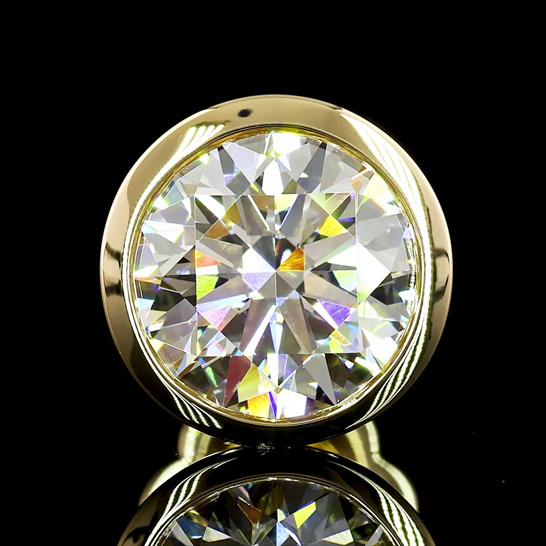 Lab-Grown 3.05 Carat Round D-VVS2 Diamond 14K Yellow Gold Studs Earrings