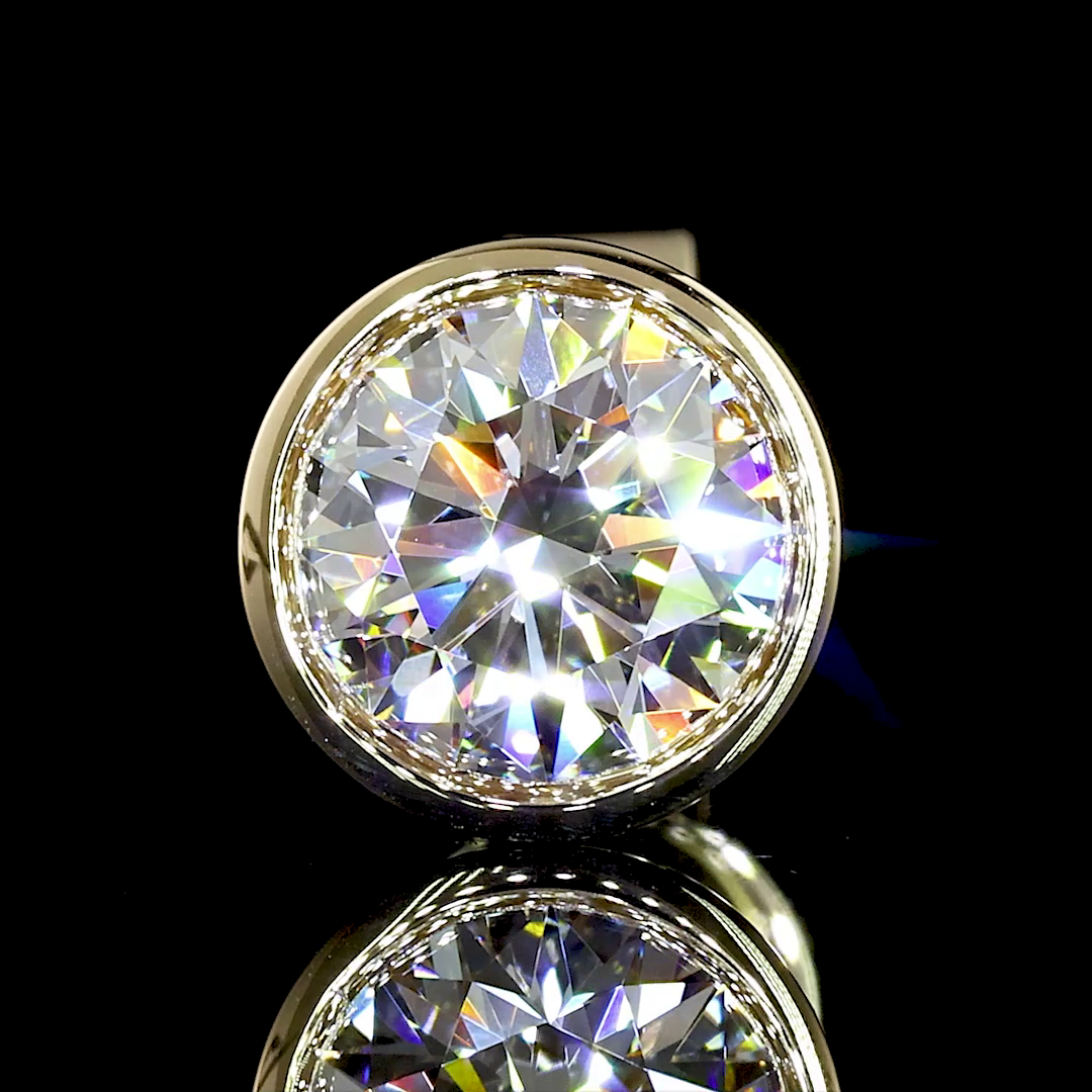 Lab-Grown 2.09 Carat Round D-VS1 Diamond 14K Yellow Gold Studs Earrings