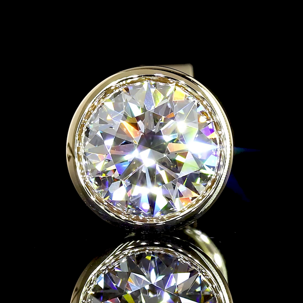 Lab-Grown 2.09 Carat Round D-VS1 Diamond 14K Yellow Gold Studs Earrings