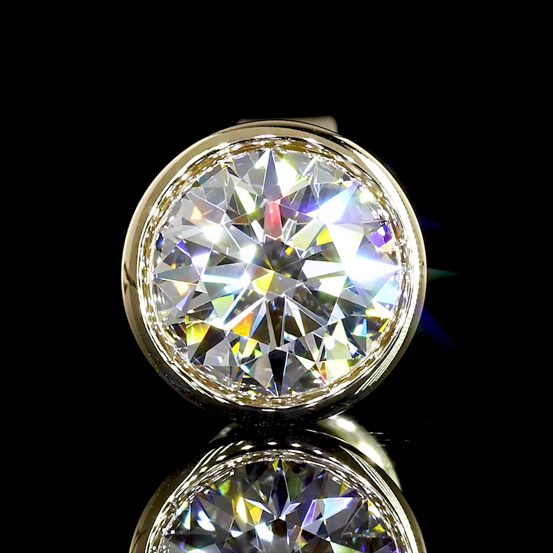 Lab-Grown 1.49 Carat Round D-VS1 Diamond 14K Yellow Gold Studs Earrings