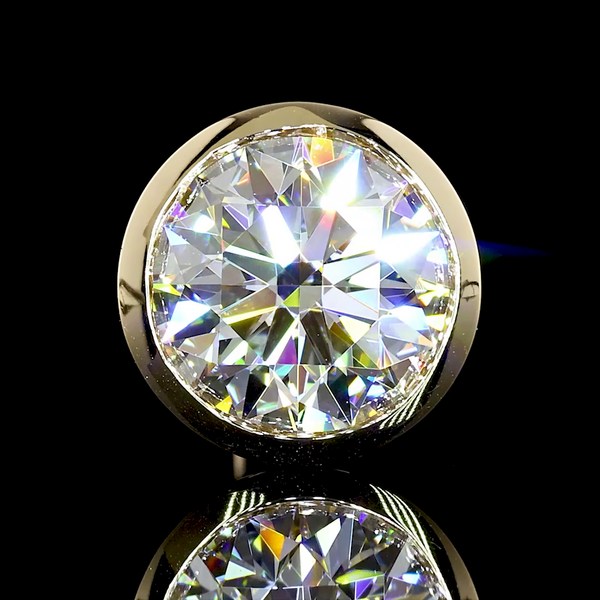 Lab-Grown 3.04 Carat Round D-VS1 Diamond 14K Yellow Gold Studs Earrings