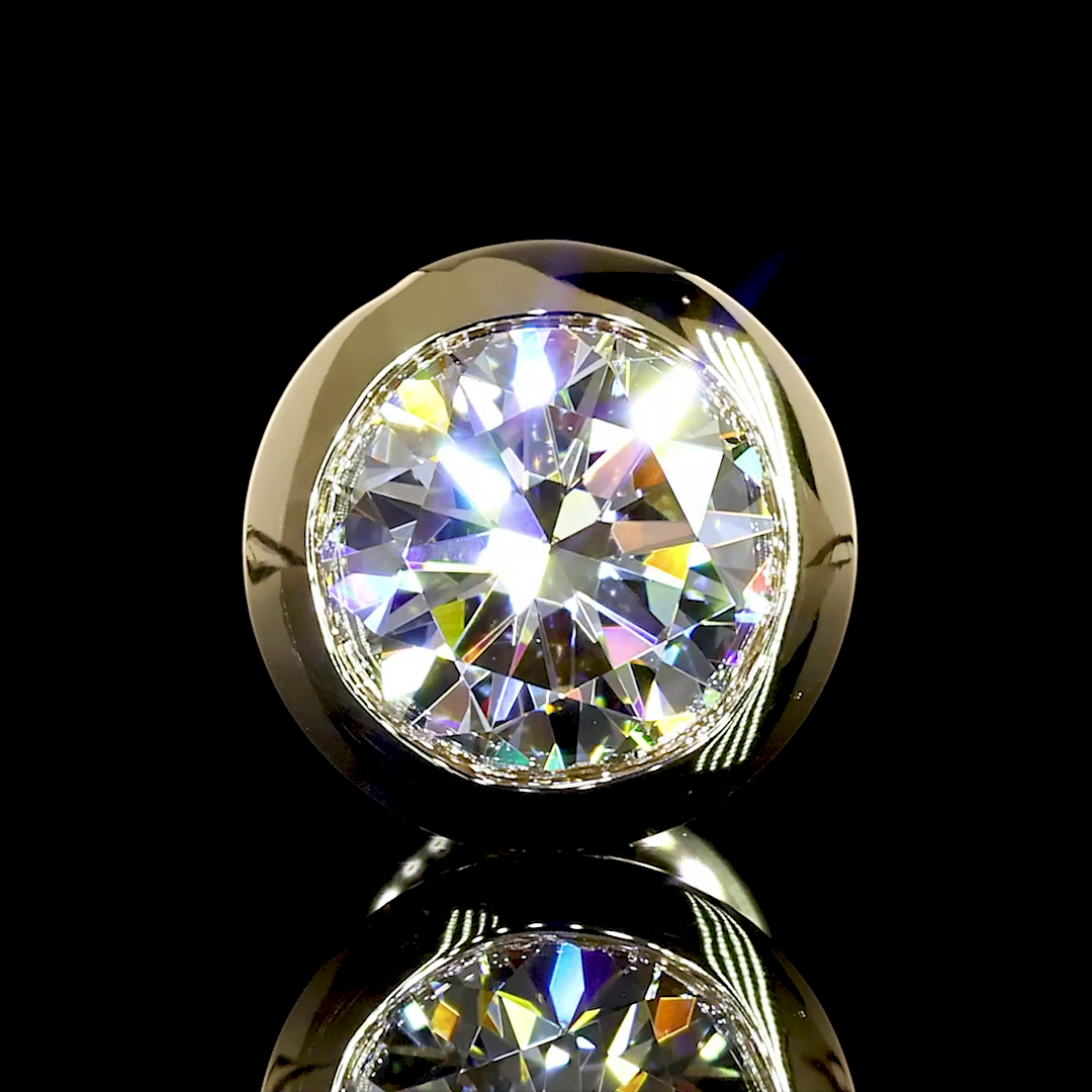 Lab-Grown 1.51 Carat Round E-VS1 Diamond 14K Yellow Gold Studs Earrings