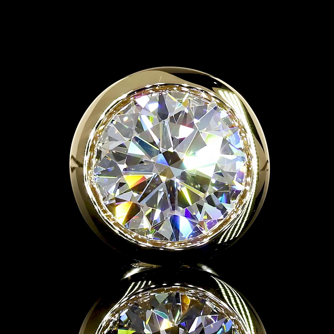 Lab-Grown 2.1 Carat Round E-VS1 Diamond 14K Yellow Gold Studs Earrings