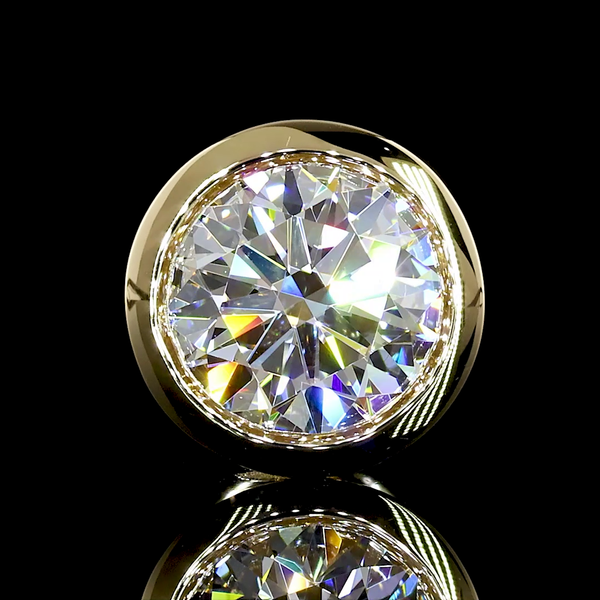 Lab-Grown 2.07 Carat Round E-VVS2 Diamond 14K Yellow Gold Studs Earrings
