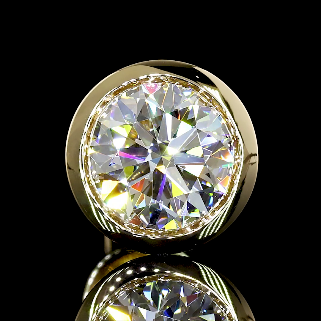 Lab-Grown 2.03 Carat Round E-VVS2 Diamond 14K Yellow Gold Studs Earrings