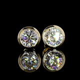 Lab-Grown 3.12 Carat Round D-VS1 Diamond 14K Yellow Gold Studs Earrings