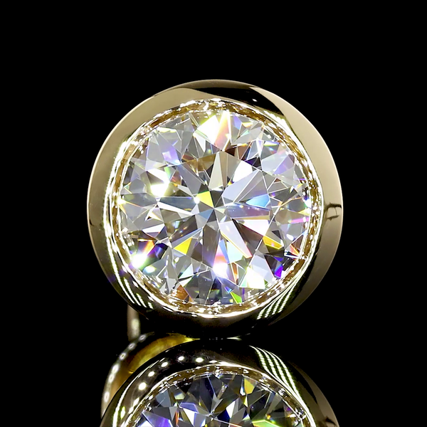 Lab-Grown 3.12 Carat Round D-VS1 Diamond 14K Yellow Gold Studs Earrings