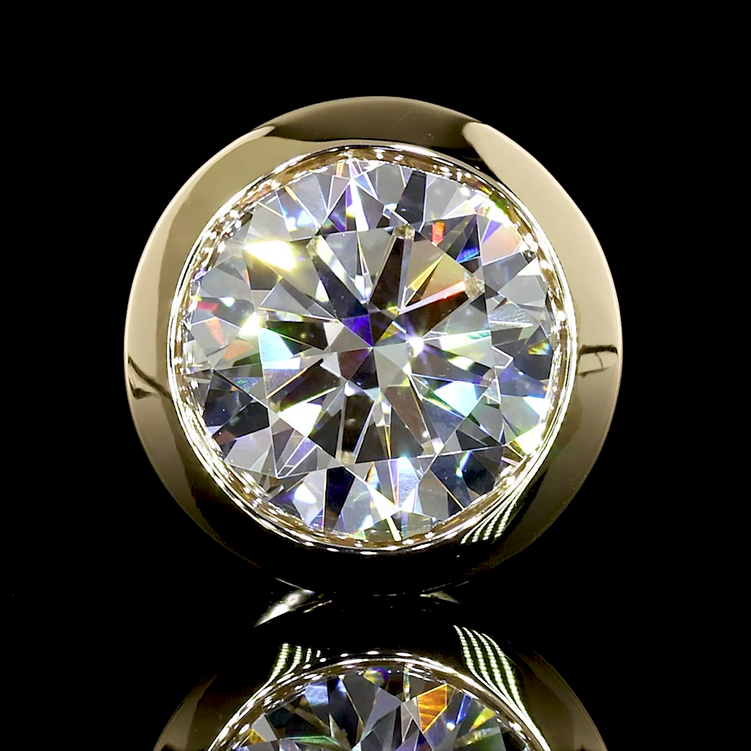 Lab-Grown 1.47 Carat Round D-VVS2 Diamond 14K Yellow Gold Studs Earrings