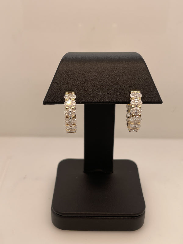 Lab-Grown 6.75 Carat Oval F-VS2 Diamond 14K Yellow Gold Huggies Earrings